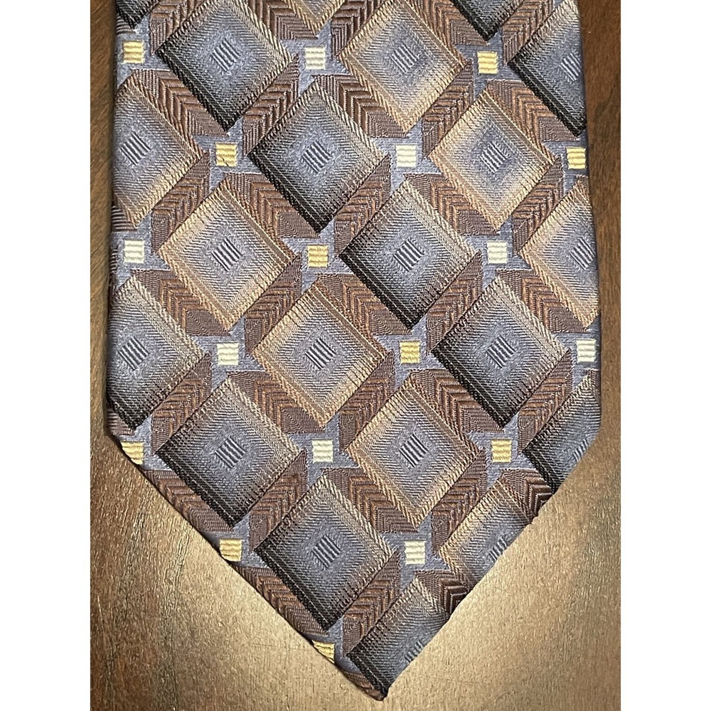 Siena Collezione Blue Brown Hand Made 100% Silk Men’s Neck Tie Made In China